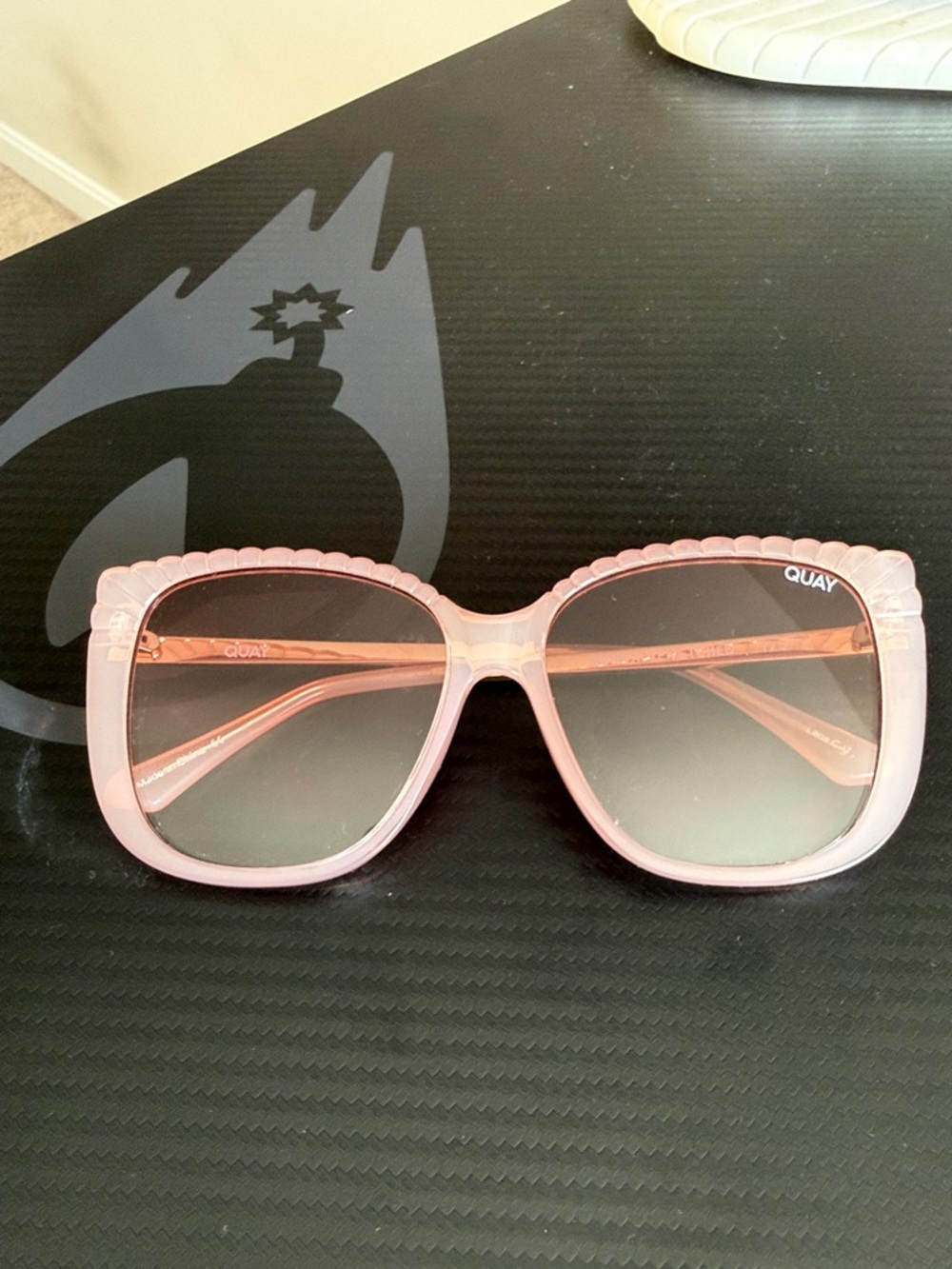 Quay Australia Blush Pink Gradient Square Sunglasses
